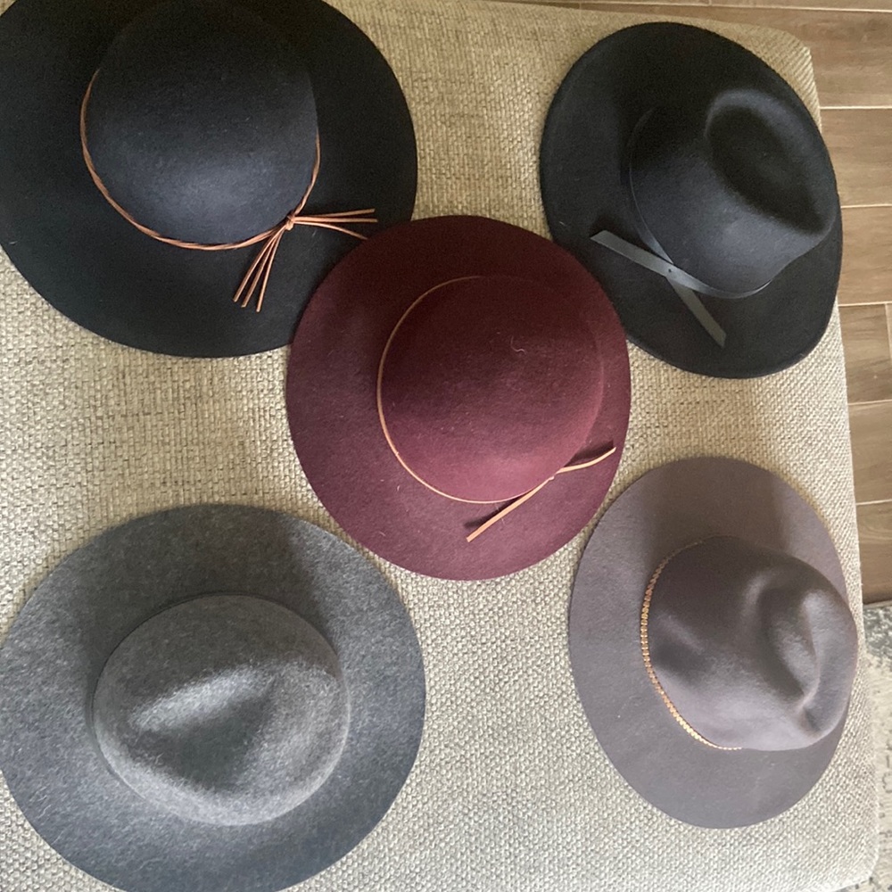 Set of 5 assorted felt brim hats
